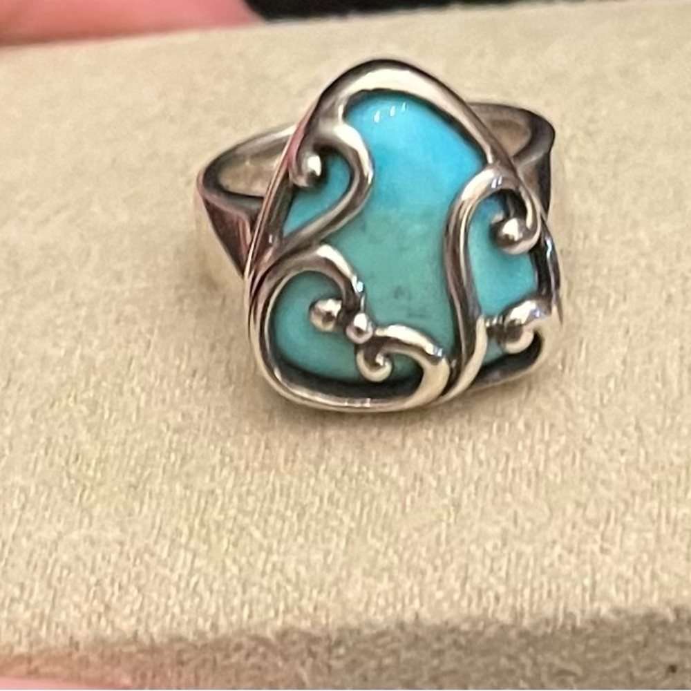 Turquoise Silver Swirl Ring - Picture 2 of 5